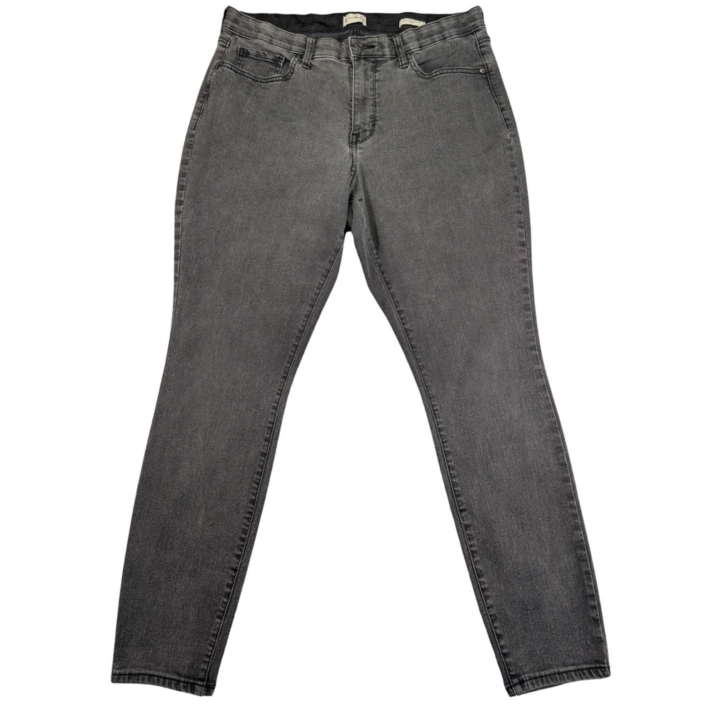 Wonderly Womens Mid-Rise Skinny Washed Black Cotton Blend Jeans Size 14R